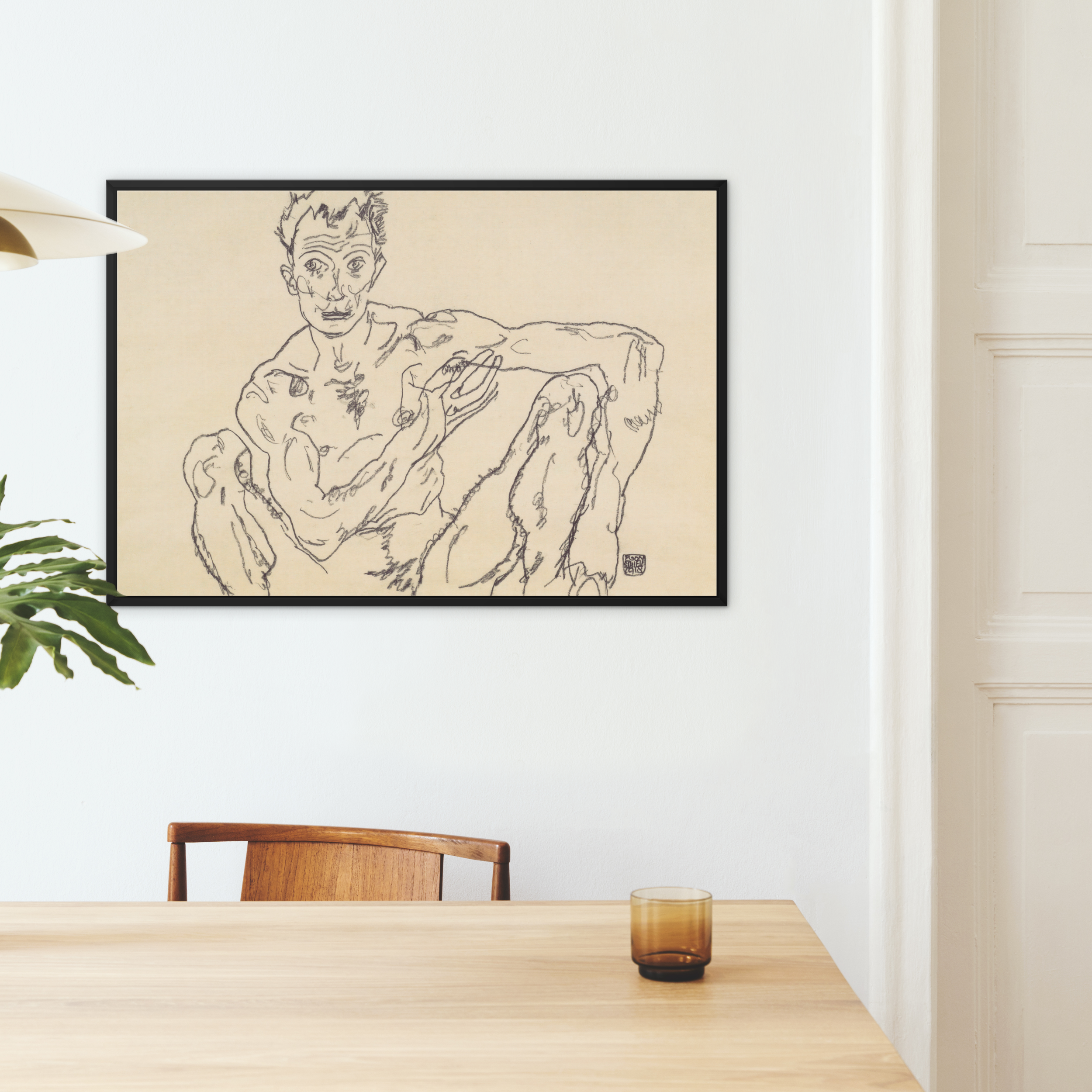Nude Self Portrait - Egon Schiele Framed Canvas, Framed Nude