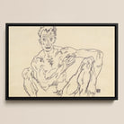 Nude Self Portrait - Egon Schiele Framed Canvas, Framed Nude Male Sketch