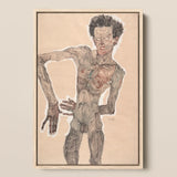 Nude Self-portrait Grimacing - Egon Schiele Art Print / Canvas, 12x18’’ / 31x46cm / Natural Frame, Posters Prints & Visual Artwork, Toby
