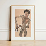 Nude Self-portrait Grimacing - Egon Schiele Art Print / Canvas, Egon Schiele Art Print, Egon Schiele, Austrian Winter