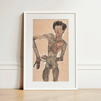 Nude Self-portrait Grimacing - Egon Schiele Art Print / Canvas, Egon Schiele Art Print, Egon Schiele, Austrian Winter