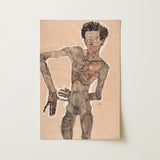 Nude Self-portrait Grimacing - Egon Schiele Art Print / Canvas, Egon Schiele Art Print, Egon Schiele, Austrian Winter