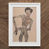 Nude Self-portrait Grimacing - Egon Schiele Art Print / Canvas, Egon Schiele Art Print, Egon Schiele, Austrian Winter