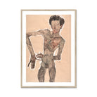Nude Self-portrait Grimacing - Egon Schiele Art Print, Framed Nude Male Figure