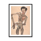 Nude Self-portrait Grimacing - Egon Schiele Art Print, Framed Nude Male Figure