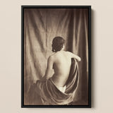Nude Study - Jean Louis Marie Eugene Durieu Art Print / Canvas Black-framed Sepia-toned Portrait Photograph Woman Draped Fabric Jean Louis