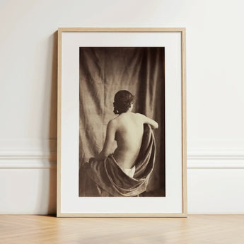 Nude Study - Jean Louis Marie Eugene Durieu Art Print / Canvas Sepia-toned Framed Photograph Woman Profile Wrapped Fabric Jean Louis Marie