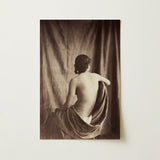 Nude Study - Jean Louis Marie Eugene Durieu Art Print / Canvas Sepia-toned Photographic Print Nude Woman Draped Textured Fabric Jean Louis