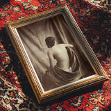 Nude Study - Jean Louis Marie Eugene Durieu Art Print, Ornate Gold-framed Black White Photograph Draped Figure’s Bare