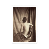 Nude Study - Jean Louis Marie Eugene Durieu Art Print, Sepia-toned Photograph Bare Draped Partially Fabric