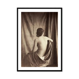 Nude Study - Jean Louis Marie Eugene Durieu Art Print, Sepia-toned Photograph Nude Draped Partially Fabric