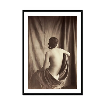 Nude Study - Jean Louis Marie Eugene Durieu Art Print, Sepia-toned Photograph Nude Draped Partially Fabric