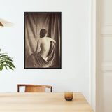 Nude Study Jean Louis Marie Eugene Durieu Framed Canvas, Black White Artistic Photograph Nude Draped Fabric Mounted
