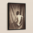 Nude Study - Jean Louis Marie Eugene Durieu Framed Canvas, Framed Sepia-toned Nude Portrait
