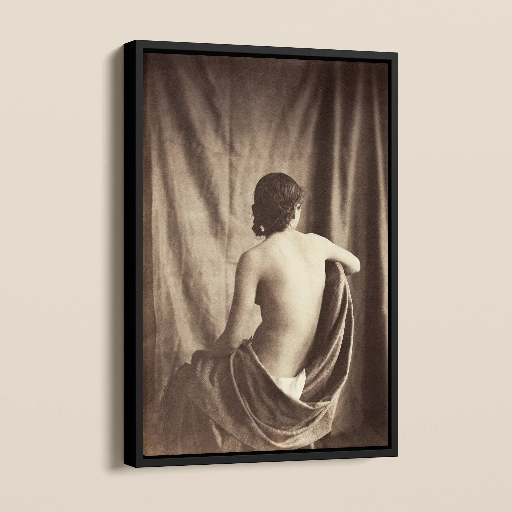 Nude Study - Jean Louis Marie Eugene Durieu Framed Canvas, Framed Sepia-toned Nude Portrait