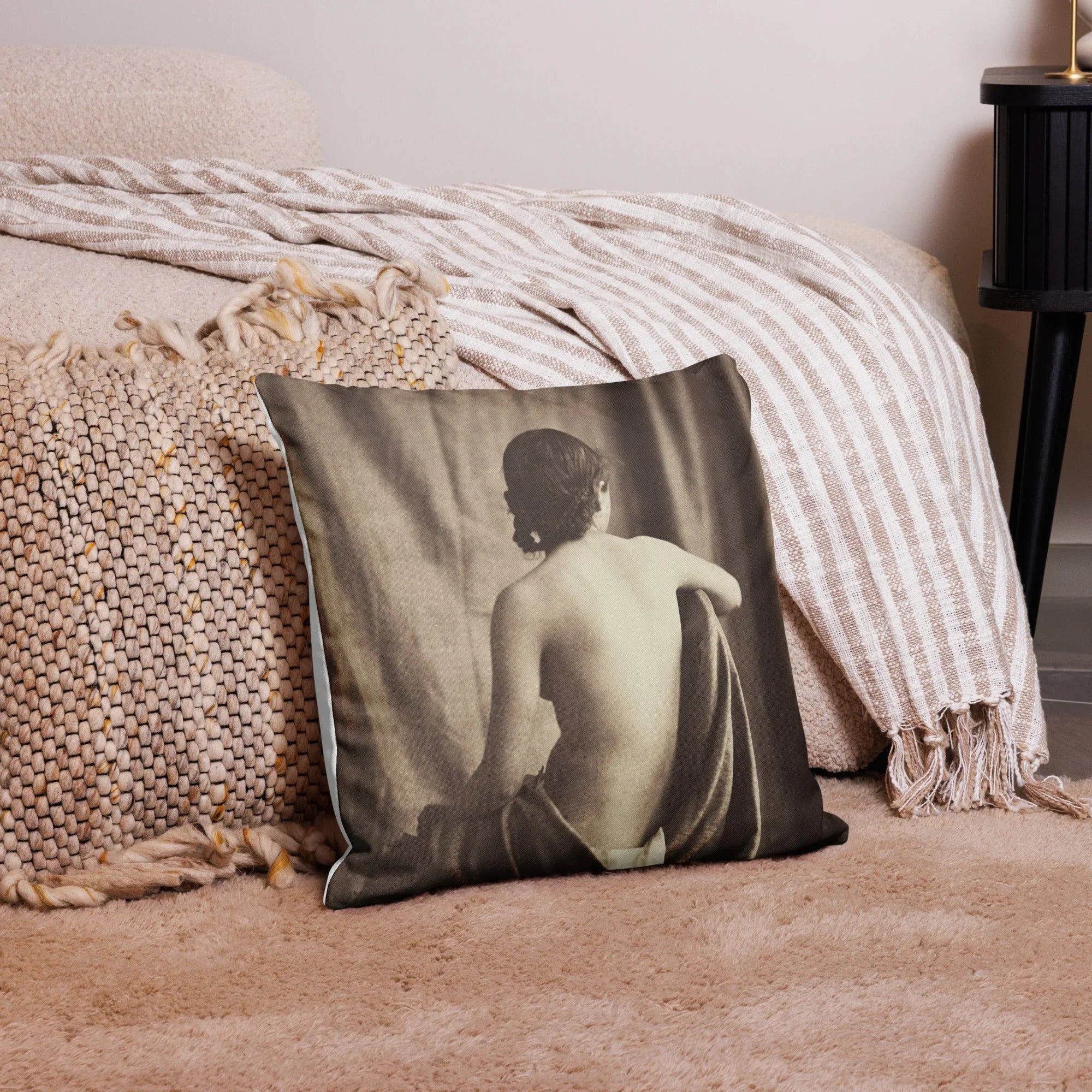 Nude Study - Jean Louis Marie Eugene Durieu Pillow Throw Pillows