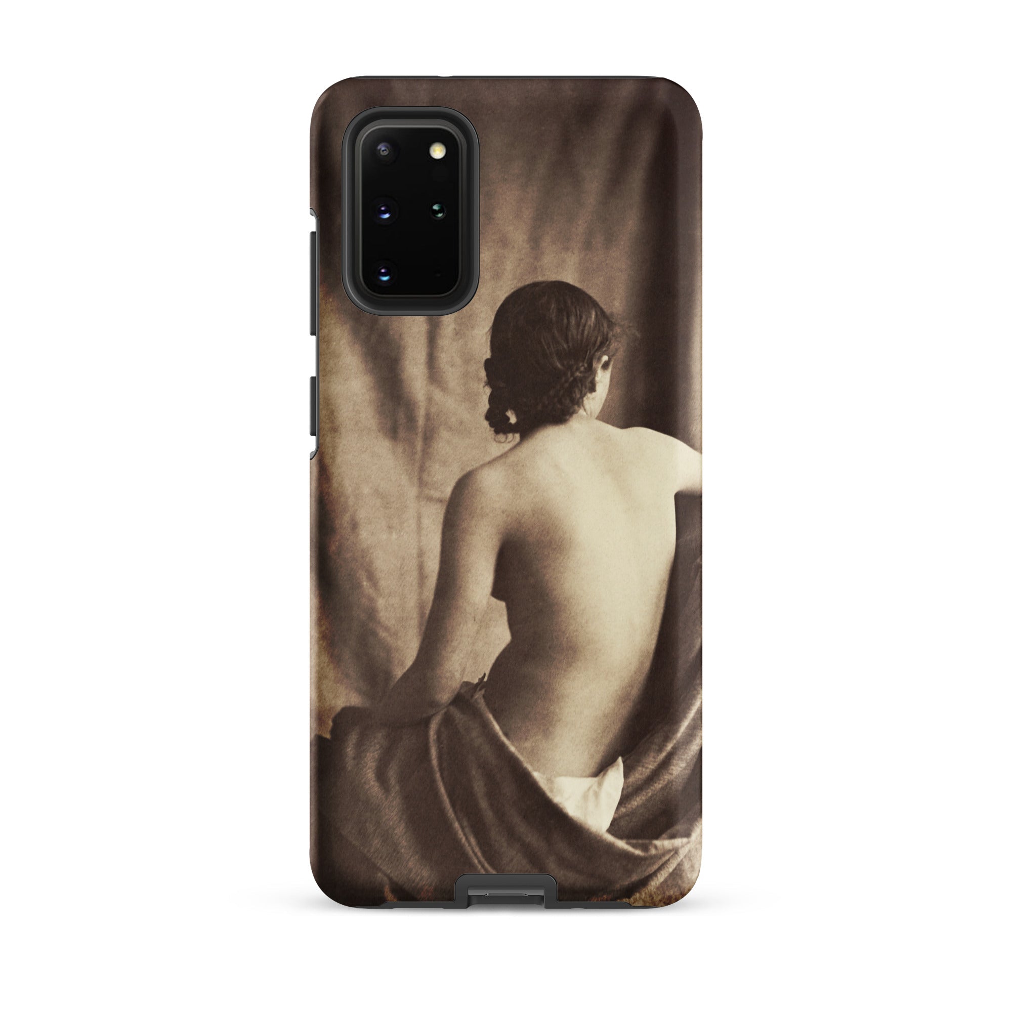 Nude Study Jean Louis Marie Eugene Durieu Samsung Case, Galaxy S20 Plus / Matte, Smartphone Case Sepia Toned Person’s Bare Draped Fabric