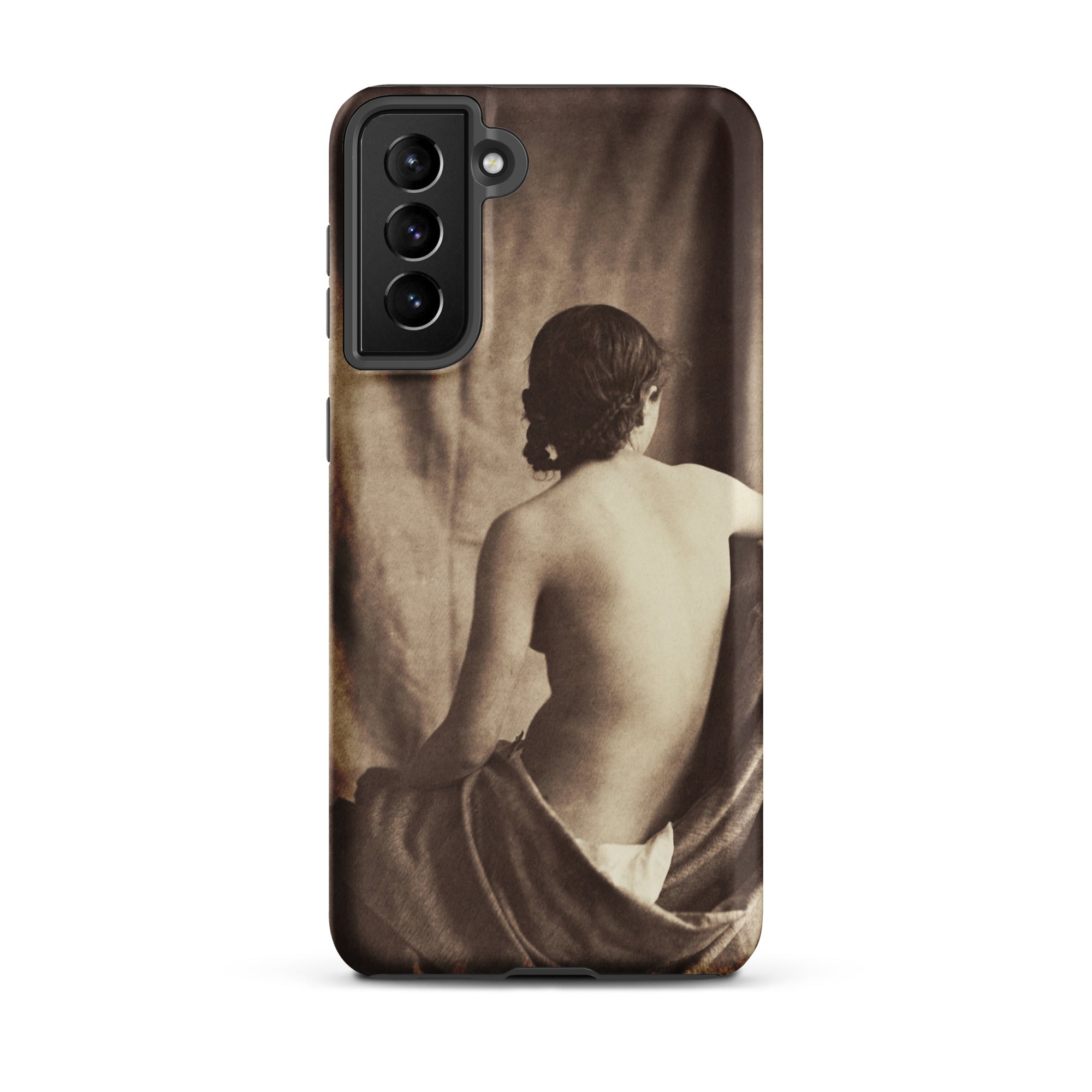Nude Study Jean Louis Marie Eugene Durieu Samsung Case, Galaxy S21 Plus / Matte, Smartphone Case Sepia Toned Nude Woman Draped Fabric