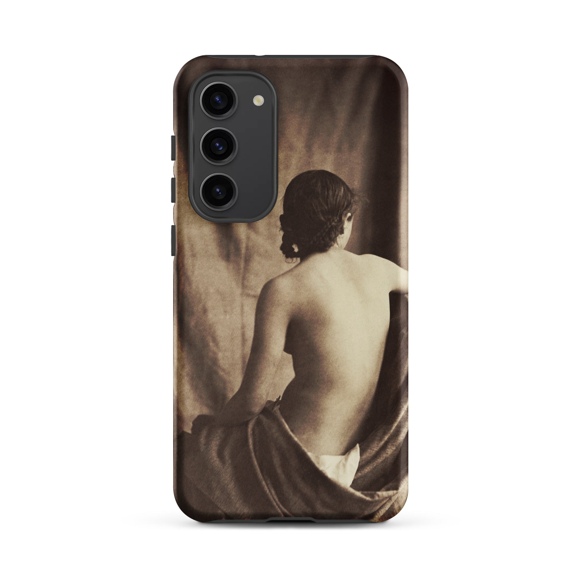 Nude Study Jean Louis Marie Eugene Durieu Samsung Case, Galaxy S23 Plus / Matte, Smartphone Case Sepia Toned Person’s Bare Draped Fabric
