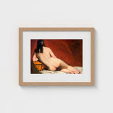 Nude Study of a Reclining Woman - William Etty Art Print / Canvas, Dark Hair Spilling, Yellow Casket Dressed, Rose Madder Marry, Vermillion
