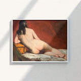 Framed Reproduction édouard Manet’s ?The Embrace” Nude Woman William Etty, Reclining, Dark Hair Spilling, Yellow Casket Dressed, Rose Madder M