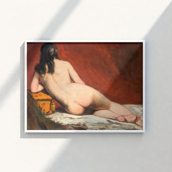 Framed Reproduction édouard Manet’s ?The Embrace” Nude Woman William Etty, Reclining, Dark Hair Spilling, Yellow Casket Dressed, Rose Madder M