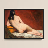 Nude Study of a Reclining Woman - William Etty Art Print / Canvas Black-framed Reproduction édouard Manet’s ?The Embrace” Nude Woman William E