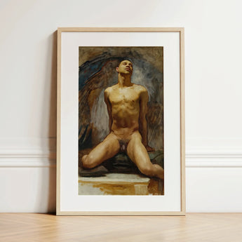 Nude Study of Thomas e Mckeller - Lámina artística de John Singer Sargent / Lienzo, 12x18’’ / 31x46cm / Marco natural / Paspartú, Pósters Impresiones &