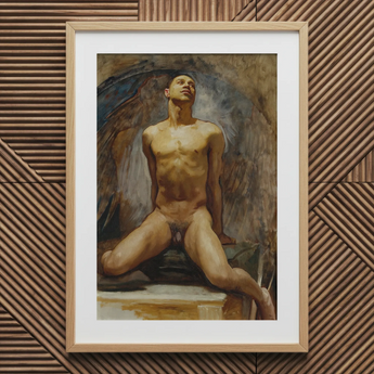 Nude Study of Thomas e Mckeller - John Singer Sargent Art Print / Canvas Framed Oil Painting Nude Male Figure Wings Rendered Thomas