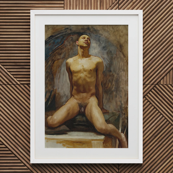 Nude Study of Thomas e Mckeller - John Singer Sargent Art Print / Canvas Framed Oil Painting Nude Male Figure Wings Rendered Thomas