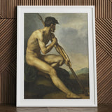 Nude Warrior with Spear - Theodore Gericault Art Print / Canvas, Prints