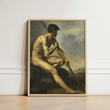 Framed Classical Painting Nude Male Figure Seated Pose Warrior, Théodore Géricault’s, Warrior’s Profile Locked, Theodore Gericault Art,