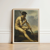 Framed Reproduction Classical Painting Nude Male Figure Seated Warrior, Théodore Géricault’s, Warrior’s Profile Locked, Theodore Gericault