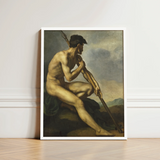 Framed Reproduction Classical Painting Nude Male Figure Contemplative Warrior, Théodore Géricault’s, Warrior’s Profile Locked, Theodore