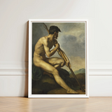Framed Classical Painting Nude Male Figure Earthy Tones Warrior, Théodore Géricault’s, Warrior’s Profile Locked, Theodore Gericault Art,