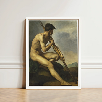 Framed Classical Painting Nude Male Figure Earthy Tones Warrior, Théodore Géricault’s, Warrior’s Profile Locked, Theodore Gericault Art,