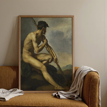 Nude Warrior with Spear - Theodore Gericault Art Print / Canvas, Prints
