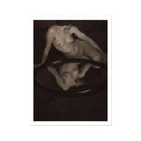 Nude Woman with Mirror - Clarence H. White Art Print, Artistic Black White Nude Photograph Reflection Dark Surface