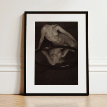 Nude Woman with Mirror - Clarence H. White Art Print / Canvas, 12x16’’ / 31x41cm / Black Frame / Matboard, Posters Prints & Visual Artwork,