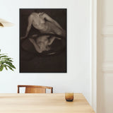 Nude Woman with Mirror - Clarence H. White Framed Canvas, Black White Artistic Nude Photograph Mounted Wall