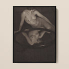 Nude Woman with Mirror Clarence H. White Framed Canvas, Black White Photograph Nude Figure Reflected Mirrored Surface