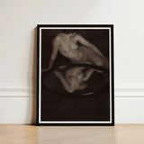 Nude Woman with Mirror - Clarence H. White Art Print / Canvas Black-framed Monochrome Depiction Figure Reflected 20th-century Photography,