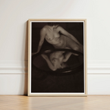 Nude Woman with Mirror - Clarence H. White Art Print / Canvas Minimalist Light Wood-framed Monochromatic Depiction 20th-century