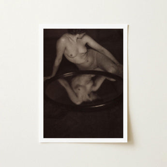 Nude Woman with Mirror - Clarence H. White Art Print / Canvas Black-and-white Photographic Figure Reflected Circular 20th-century