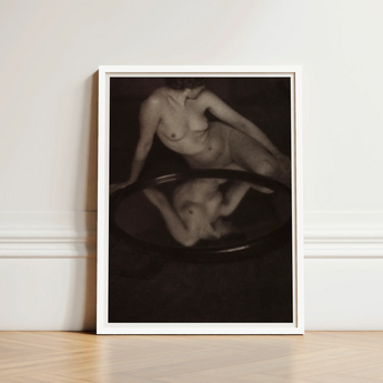 Nude Woman with Mirror - Clarence H. White Art Print / Canvas Black-and-white Framed Figure Reflected Dark 20th-century Photography, Early,