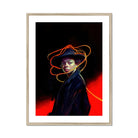 Nyx - Gay Witch Art Print, Artistic Portrait Figure Dark Hat Coat Neon Lines