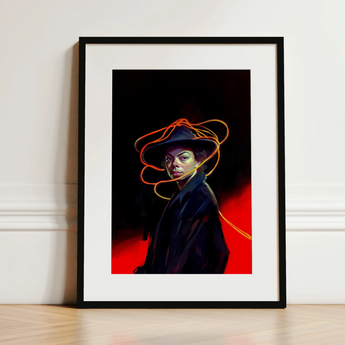 Nyx - Gay Witch Art Print / Canvas, 12x16’’ / 31x41cm / Black Frame / Matboard, Posters Prints & Visual Artwork, Toby Leon
