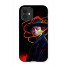 Nyx - Gay Witch Iphone Case, 12 Mini / Matte, Phone Case Stylized Portrait Person Hat Orange Lines