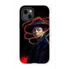 Nyx - Gay Witch Iphone Case, 13 Mini / Matte, Phone Case Stylized Portrait Person Hat Orange Lines