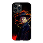 Nyx - Gay Witch Iphone Case, 14 Pro Max / Matte, Artistic Phone Case Portrait Person Hat Orange Lines